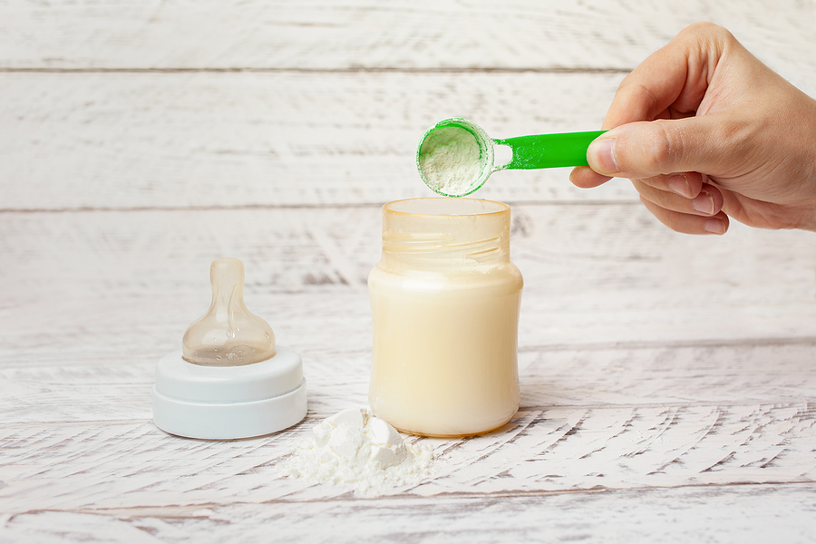 Baby bottle with milk formula